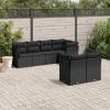 Iiaky 7-Piece Garden Sofa Set with Cushions, Black PE Rattan view 1