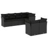 Iiaky 7-Piece Garden Sofa Set with Cushions, Black PE Rattan view 2