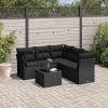Iiaky 6-Piece Garden Sofa Set with Cushions, Black PE Rattan view 1
