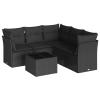 Iiaky 6-Piece Garden Sofa Set with Cushions, Black PE Rattan view 2