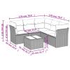 Iiaky 6-Piece Garden Sofa Set with Cushions, Black PE Rattan view 3