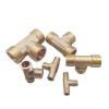 REIUAFWYGV 1-Piece Brass Male-Thread 3-Way Tee Pipe Fitting Adapter, 1/2 in view 2