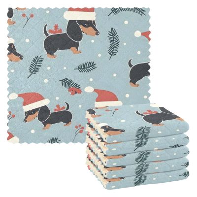 Mnsruu Microfiber Cleaning Cloths, Dachshund Dog Blue Laf, Reusable Dishcloths, 6-Pack