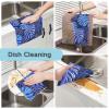Mnsruu Microfiber Swedish Dishcloths, Leaf Blue Palm, Reusable, 6-Pack view 3