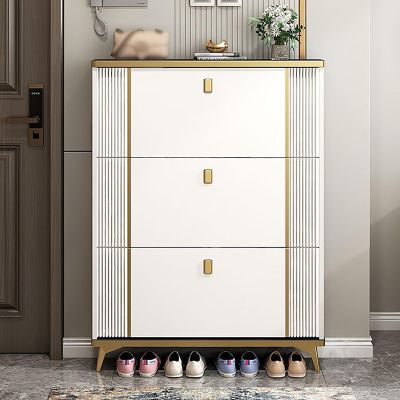 Slim Tall Shoe Cabinet with 3 Flip Drawers, Freestanding Shoe Organizer for Entryway