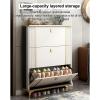 Slim Tall Shoe Cabinet with 3 Flip Drawers, Freestanding Shoe Organizer for Entryway view 4