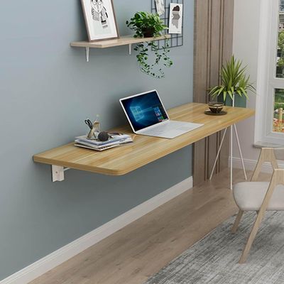 Generic Wall-Mounted Folding Table, Walnut, 47 x 20 in