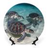 NONHAI Decorative Bone China Plate, 10 in, Sea Turtles, with Stand view 1