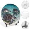 NONHAI Decorative Bone China Plate, 10 in, Sea Turtles, with Stand view 4