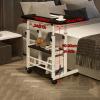 Mobile Adjustable Standing Desk with Wheels, C-Frame Laptop Cart, Side Table with Shelves, White, 80 x 40 cm view 2