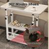 Mobile Adjustable Standing Desk with Wheels, C-Frame Laptop Cart, Side Table with Shelves, White, 80 x 40 cm view 4