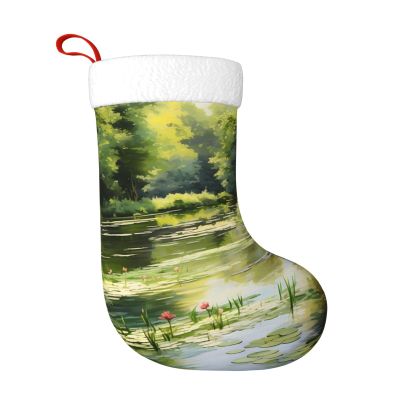 WZYCWB 45 x 27.9 cm Large Christmas Stocking for Adults, Water Lilies in a Pond