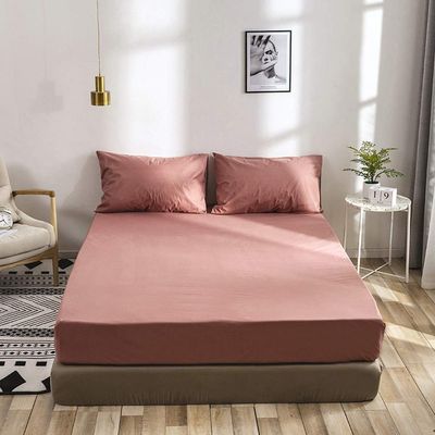 Waterproof Mattress Protector for King-Size Beds, Dark Pink, with Pillowcase