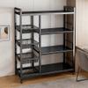 Rolling Kitchen Cart with Mesh Baskets and Adjustable Shelves view 1