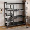 Rolling Kitchen Cart with Mesh Baskets and Adjustable Shelves view 2