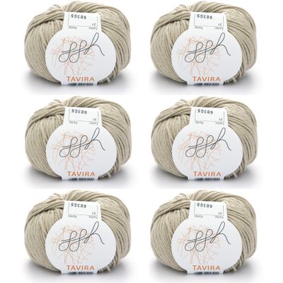 ggh Tavira Box | 6 x 50 g (300 g total) Cotton Yarn for Knitting or Crochet - 021 Sand Beige