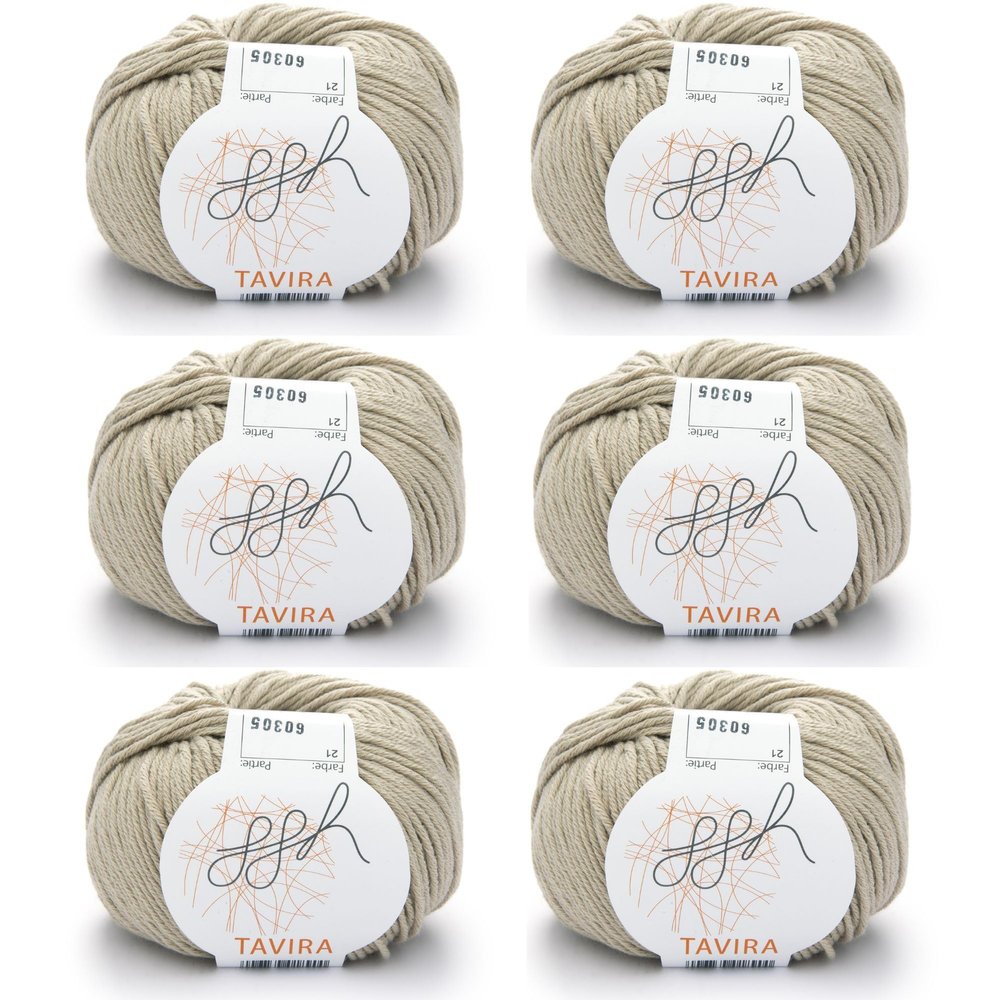 ggh Tavira Box | 6 x 50 g (300 g total) Cotton Yarn for Knitting or Crochet - 021 Sand Beige