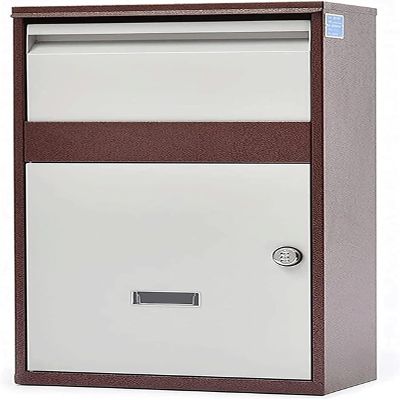 Generic Wall-Mount Parcel Delivery Box with Combination Lock, Large Outdoor Mailbox, Brown