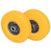 2 x 260 mm PU Wheel 3.00-4 with Ball Bearing, Puncture-Proof, Yellow/Gray view 1