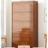5-Tier Freestanding Cabinet with Fold-Up Doors, Wood Color, 60 x 33 x 142 cm view 2