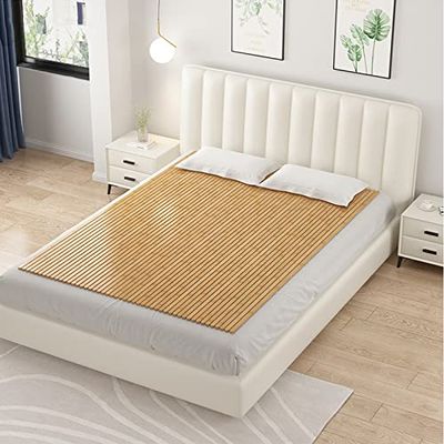 Bamboo Bed Board, Roll-Up Mattress Support with Wooden Slats