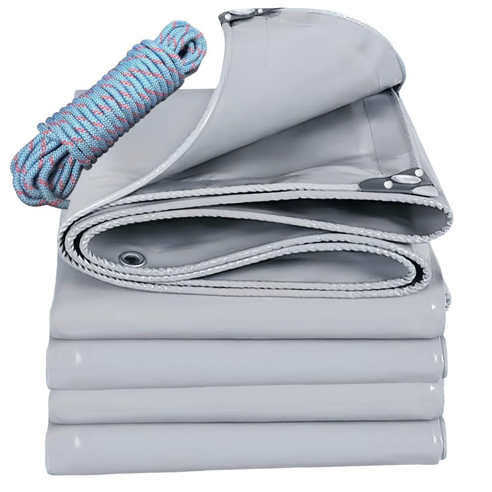 YANFEILI Waterproof PVC Fabric Tarp, 0.5 × 38.5 m, 520 g/m², Gray