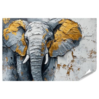 islandburner XXL Metallic Gray and Gold Elephant Poster