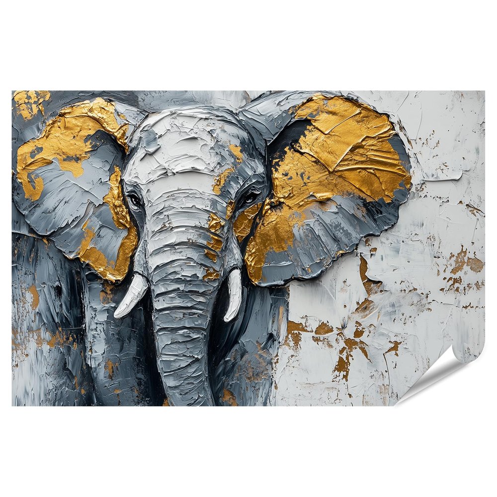 islandburner XXL Metallic Gray and Gold Elephant Poster