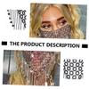 MOBUTOFU Black Rhinestone Face Mask with Nylon Tassels and Chain view 2