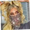 MOBUTOFU Black Rhinestone Face Mask with Nylon Tassels and Chain view 3
