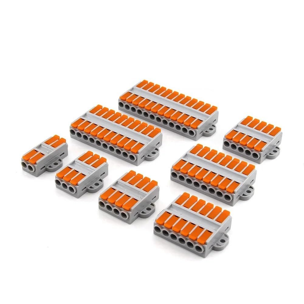 Quick-Docking Electrical Wire Connectors, Push-In Terminal Blocks, 6 mm², LED Wiring, M3 Screws with Base (6-Pack, One Size)
