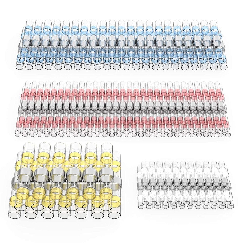 REIUAFWYGV 100-Piece Solder Seal Heat-Shrink Butt Connectors, Red