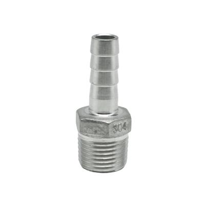 BYLSAGWHT 1/8", 1/4", 3/8", 1/2", 3/4", 1", 2" NPT Male to 6, 8, 10, 12, 13, 14, 15, 16, 19, 20–52 mm Hose Barb, 304 Stainless Steel Straight Pipe Fitting Connector