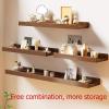 EYTVYUWPT Floating Wall Shelves with Dividers, 60 x 12 cm, Original Wood view 4