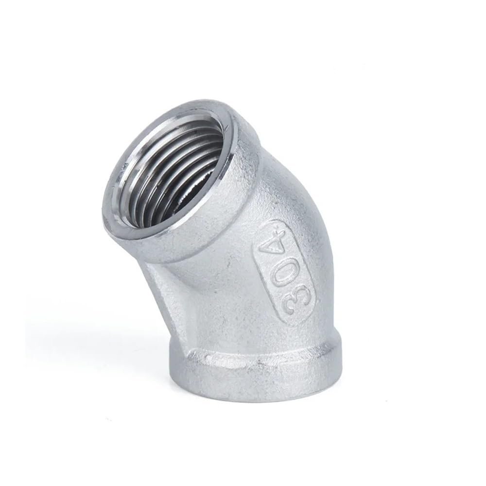 BYLSAGWHT 1/8"–4" NPT Female 45° Elbow Connector Coupler, 201/304/316 Stainless Steel Pipe Fitting (BSPT, SS304, 2")