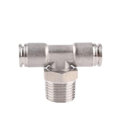 BYLSAGWHT 10-Piece 304 Stainless Steel T-Type Three-Way Pneumatic Fittings PB-4/8/10/12/16 mm (PB6-M5)