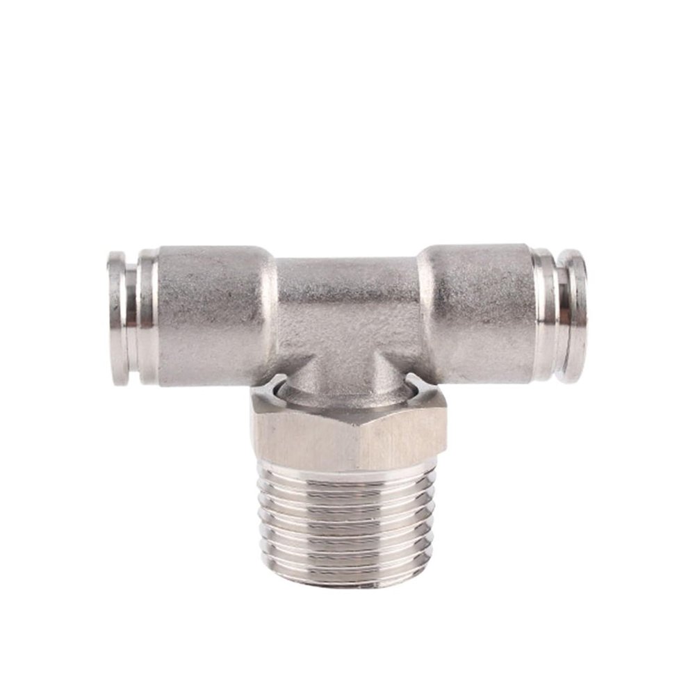 BYLSAGWHT 10-Piece 304 Stainless Steel T-Type Three-Way Pneumatic Fittings PB-4/8/10/12/16 mm (PB6-M5)