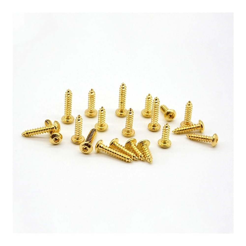 BYLSAGWHT M2/M2.5/M3 × 6/8/10/12/15 mm Golden Carbon Steel Hex Socket Button-Head Self-Tapping Screws, Grade 8.8 (M2.5 × 6 mm)