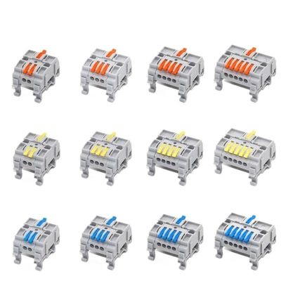 REIUAFWYGV Rail-Type Electrical Wire Connectors, Compact 2/3/4/5-Pin Splitter, Push-In Fast Terminal Block (3,1 PCS_6413G)
