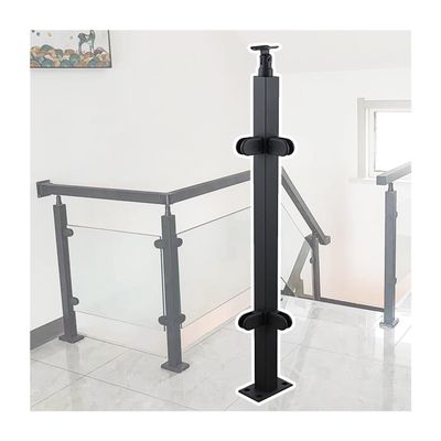 Stair Railing Glass Balustrade Post with Glass Clamp, Stainless Steel, Black Finish
