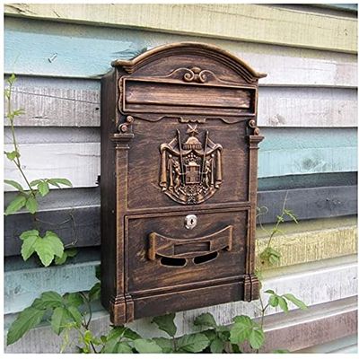 Wall-Mounted Bronze Mailbox for Outdoor Use