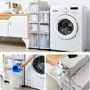 Slim, Tall Bathroom Organizer with Transparent Drawers and Casters, White view 3