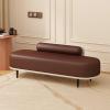 Shoe Storage Bench for Bedroom, Faux Leather Upholstered Bench with Metal Legs, Modern Ottoman Bench for Entryway, Hallway, or Living Room, 150 kg Capacity, Coffee and Cream, 150 cm view 1