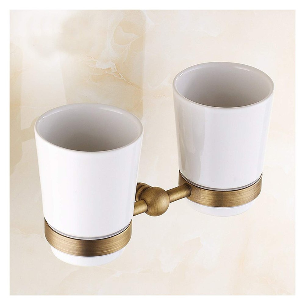 Bathroom Hardware Set with Towel Rack, Toilet Paper Holder and Robe Hooks, Ceramic, Double Towel Rack, Antique Bronze