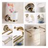 Bathroom Hardware Set with Towel Rack, Toilet Paper Holder and Robe Hooks, Ceramic, Double Towel Rack, Antique Bronze view 4