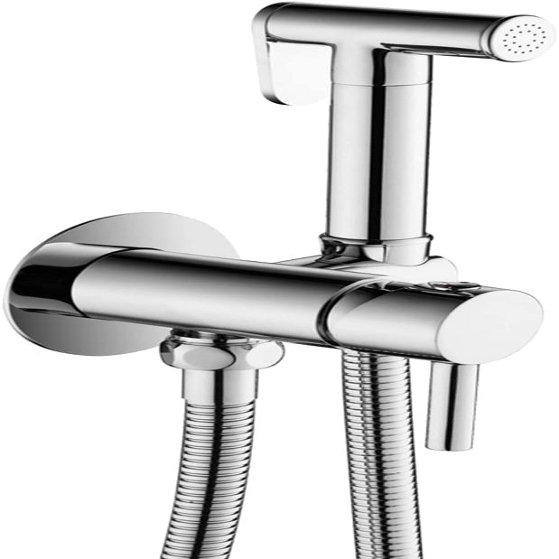 Handheld Bidet Sprayer for Toilet, Wall-Mounted, Hot and Cold Faucet System, Cloth Diaper Sprayer Set, Chrome Finish