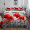 CozyRest White Reversible Bedding Set 135 x 200 cm, Red Poppy Field Microfiber Print, 3-Piece Set with 1 Soft Duvet Cover and 2 Pillowcases 80 x 80 cm, Soft and Wrinkle-Free view 1