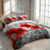 CozyRest White Reversible Bedding Set 135 x 200 cm, Red Poppy Field Microfiber Print, 3-Piece Set with 1 Soft Duvet Cover and 2 Pillowcases 80 x 80 cm, Soft and Wrinkle-Free view 2