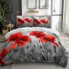 CozyRest White Reversible Bedding Set 135 x 200 cm, Red Poppy Field Microfiber Print, 3-Piece Set with 1 Soft Duvet Cover and 2 Pillowcases 80 x 80 cm, Soft and Wrinkle-Free view 3