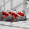 CozyRest White Reversible Bedding Set 135 x 200 cm, Red Poppy Field Microfiber Print, 3-Piece Set with 1 Soft Duvet Cover and 2 Pillowcases 80 x 80 cm, Soft and Wrinkle-Free view 4